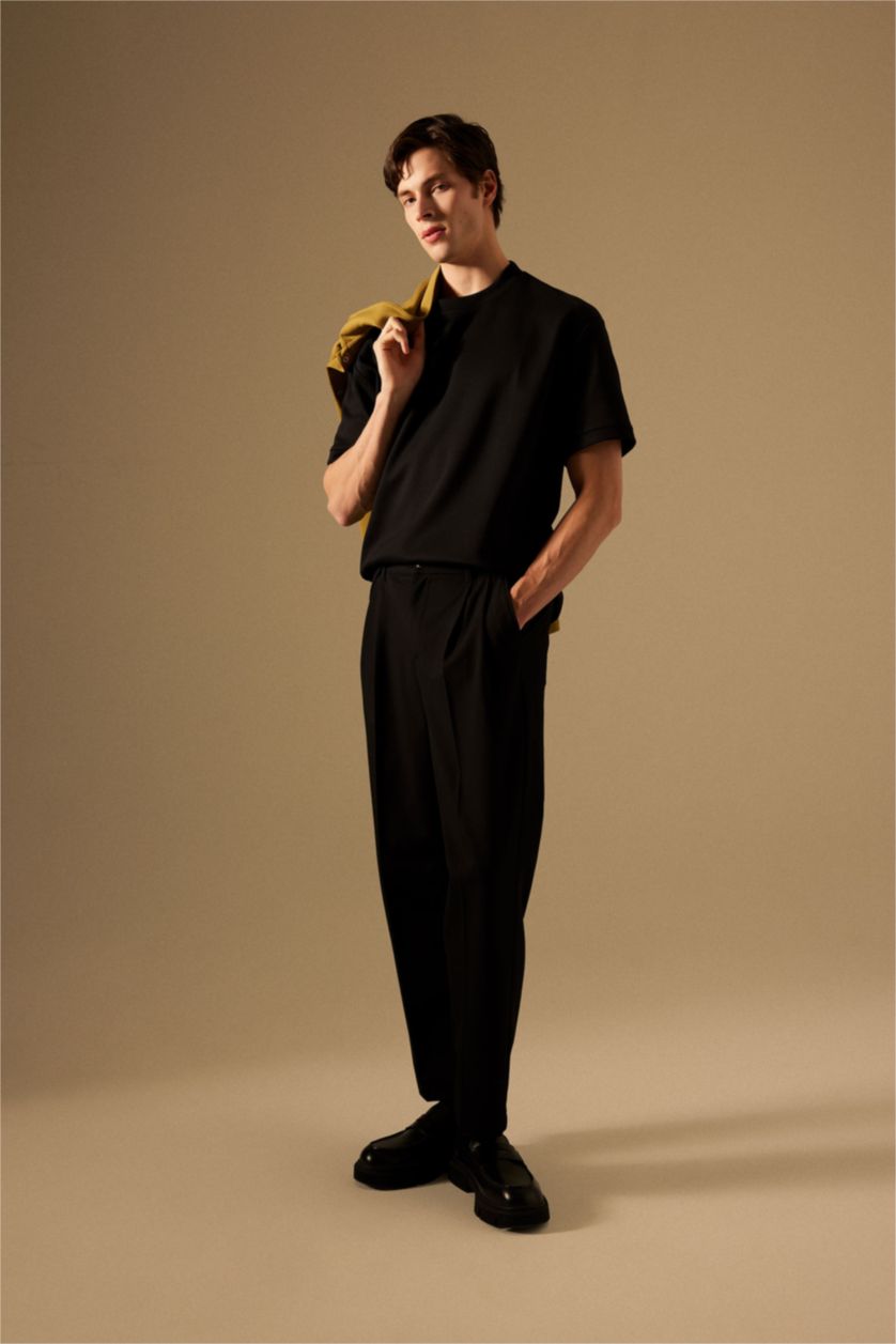 Man Black Straight Fit All-Directional Stretch Trousers