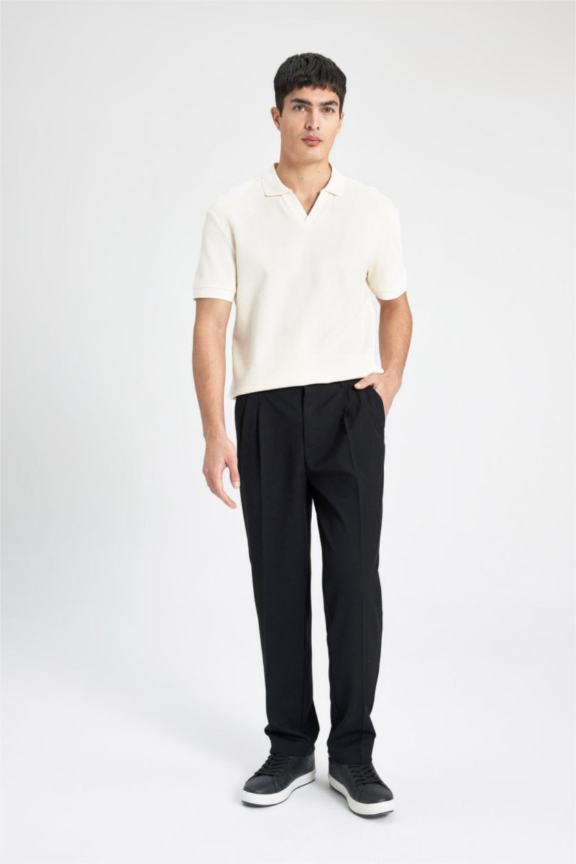 Man Black Straight Fit All-Directional Stretch Trousers