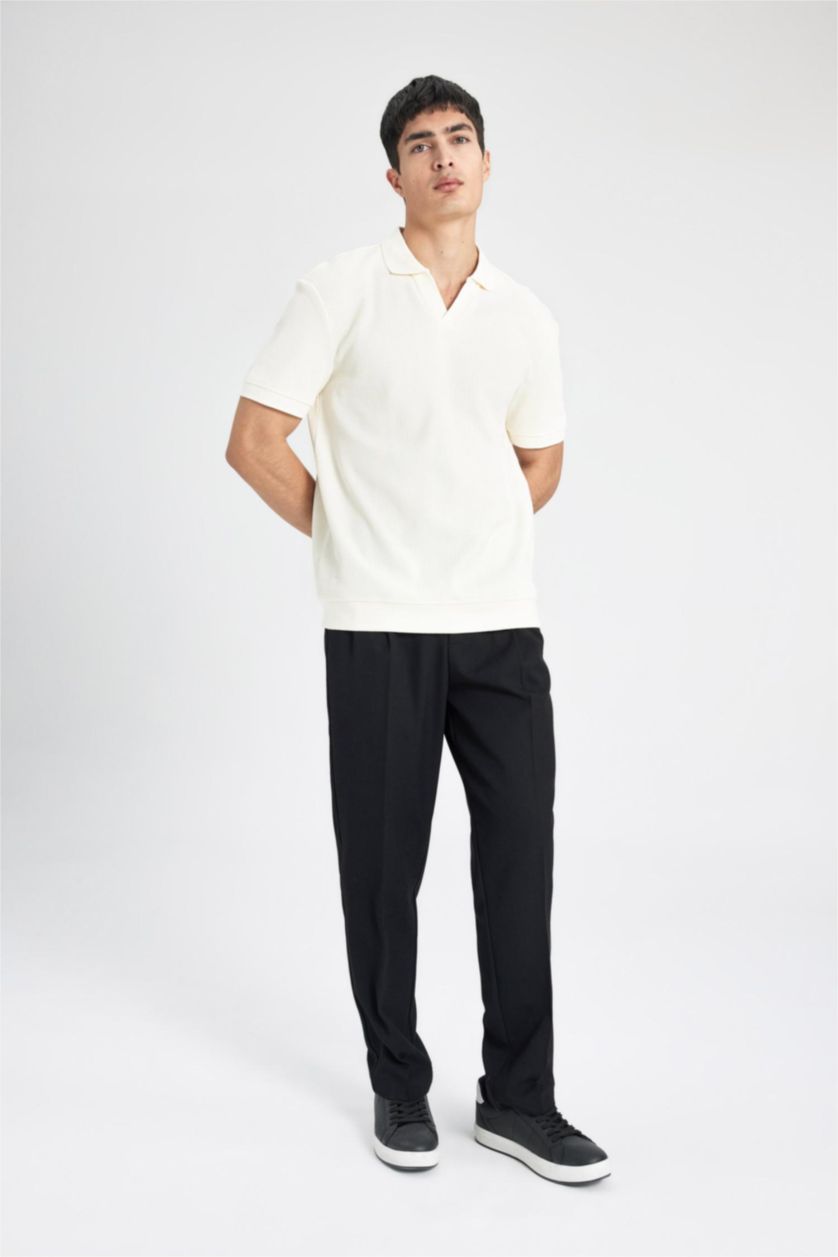 Man Black Straight Fit All-Directional Stretch Trousers