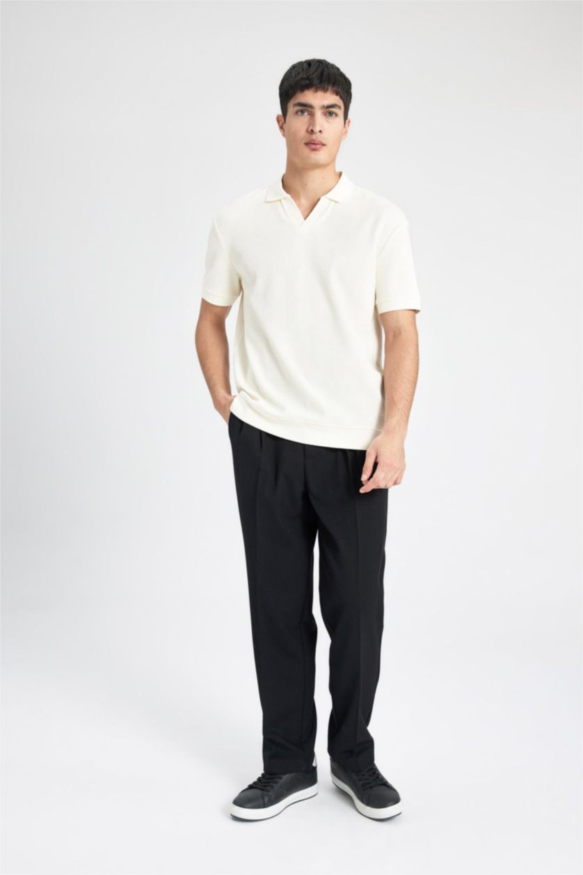 Man Black Straight Fit All-Directional Stretch Trousers