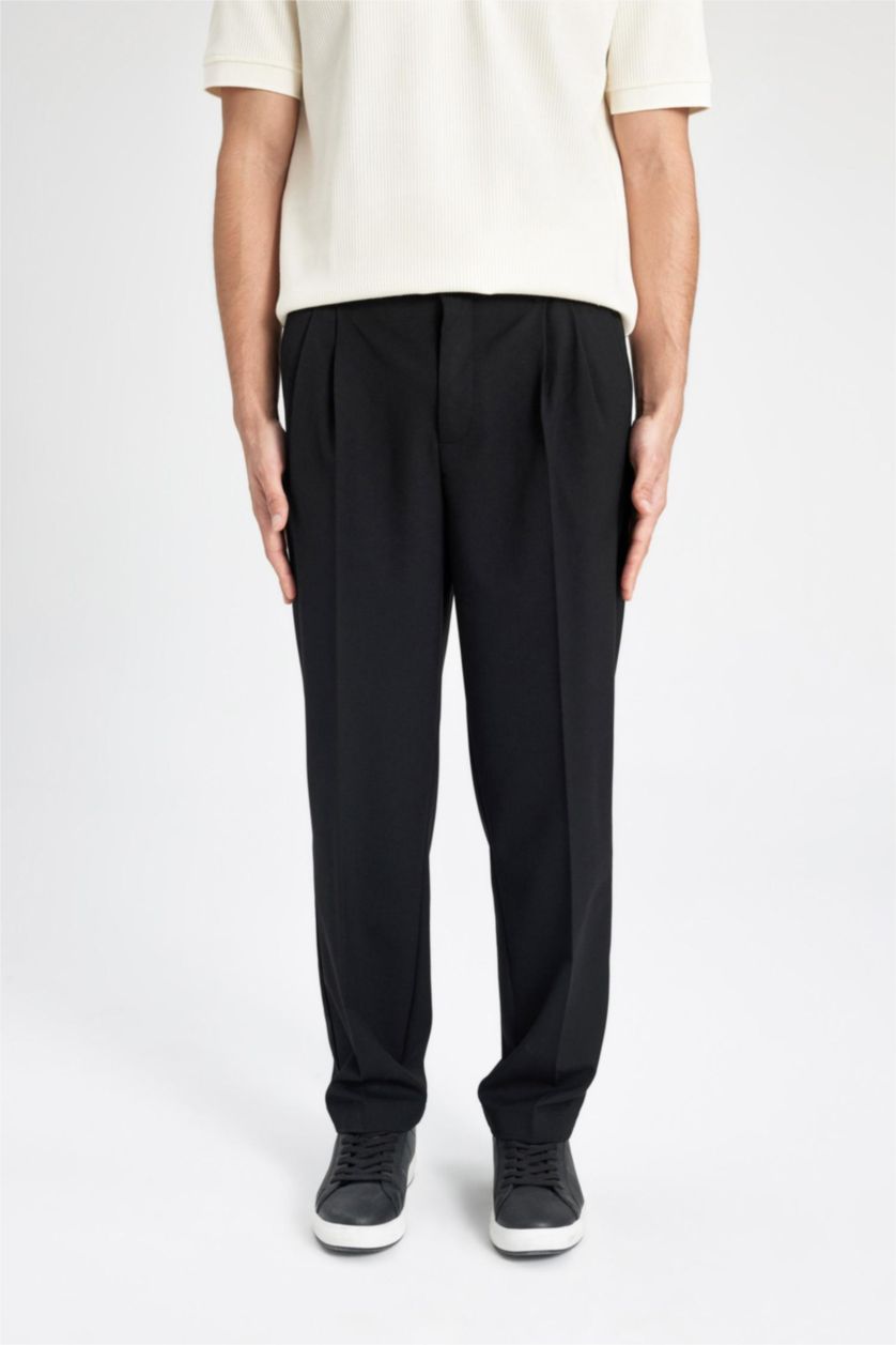 Man Black Straight Fit All-Directional Stretch Trousers