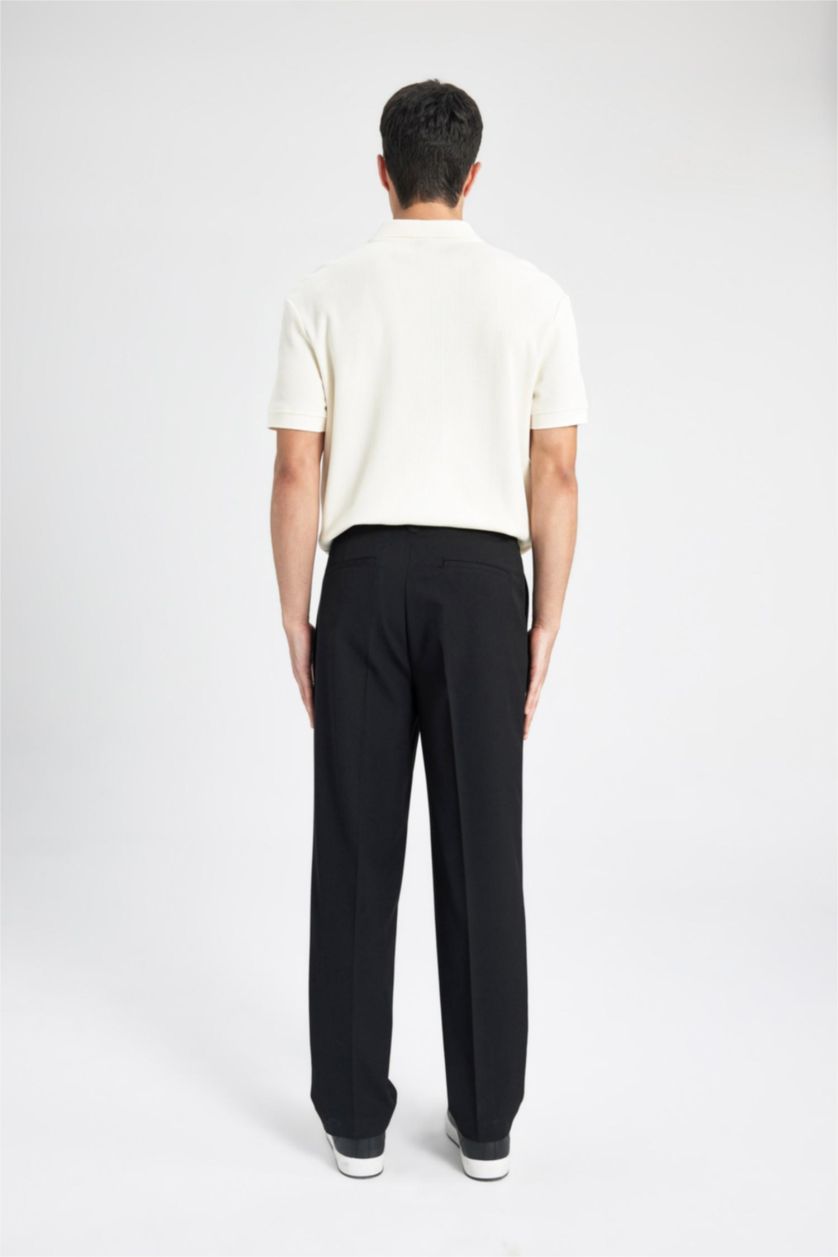 Man Black Straight Fit All-Directional Stretch Trousers