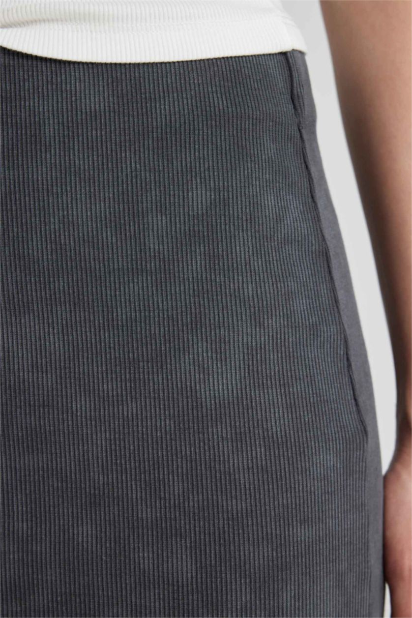 Woman Anthracite Pencil Skirt Camisole Maxi Knitted Skirt