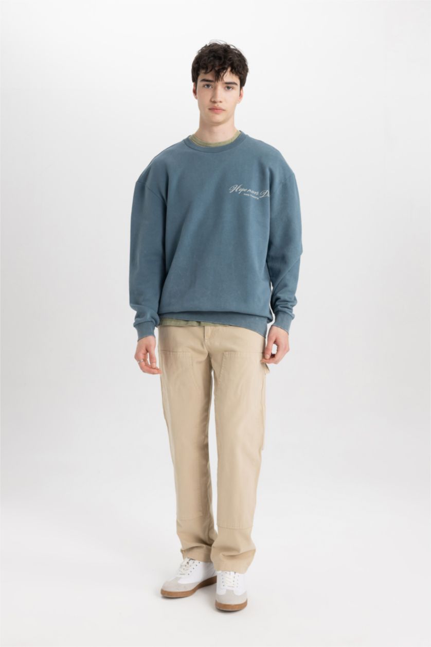 Erkek İndigo Comfort Fıt Sweatshirt