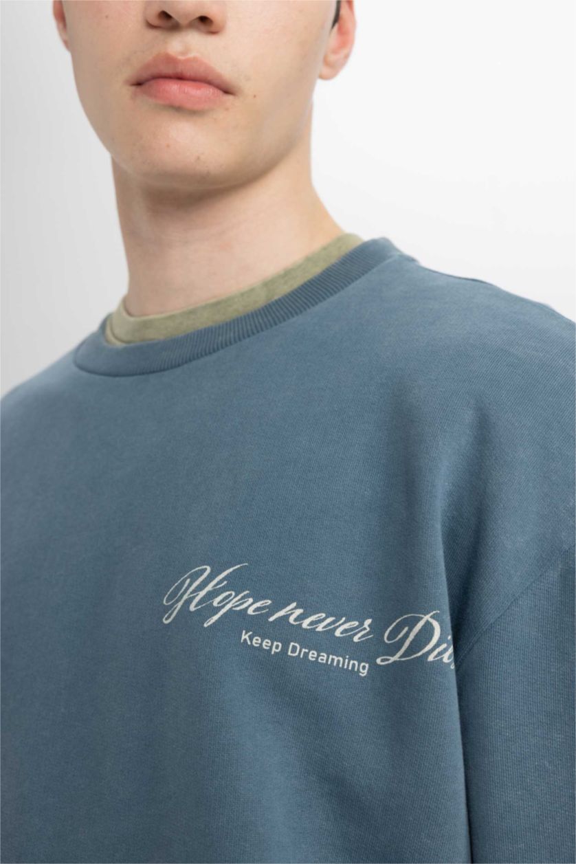 Erkek İndigo Comfort Fıt Sweatshirt