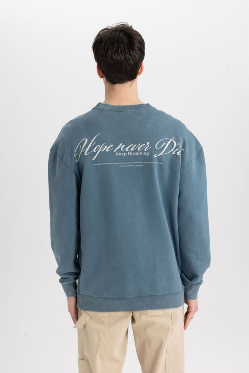 Erkek İndigo Comfort Fıt Sweatshirt