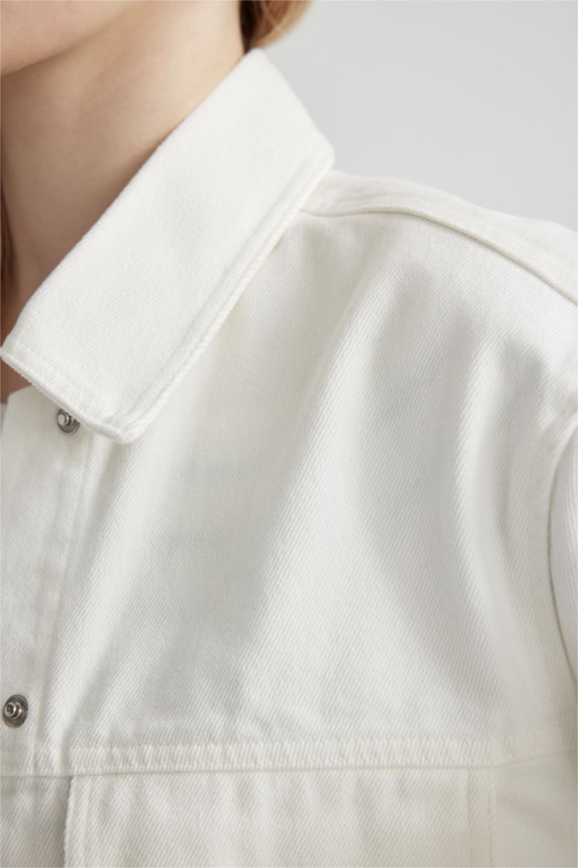 FEMME Écru Chemise Oversize À Manches Longues en Gabardine