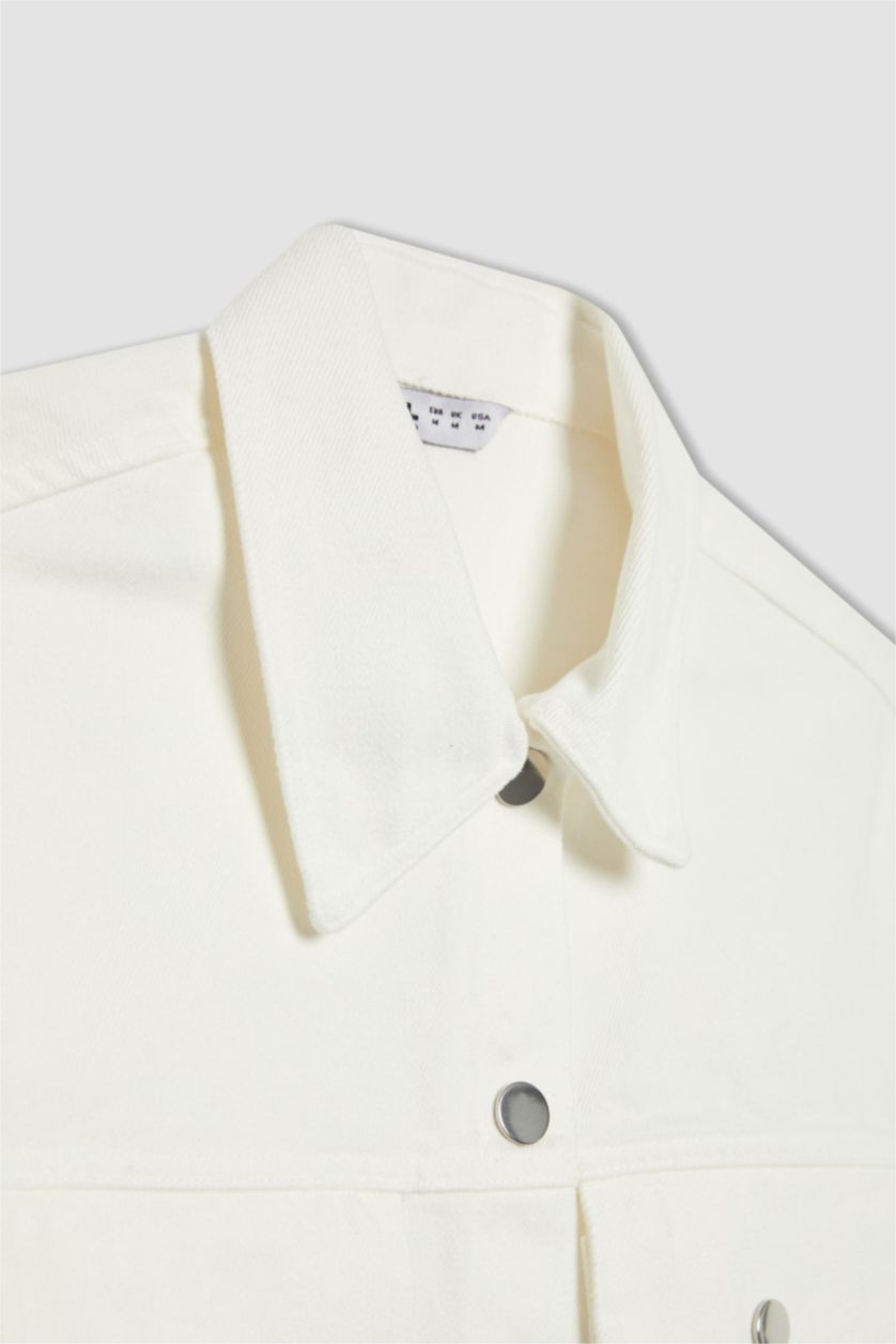 FEMME Écru Chemise Oversize À Manches Longues en Gabardine