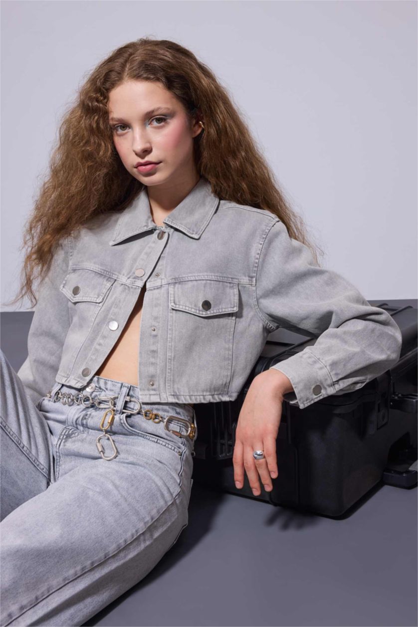 WOMAN Grey Oversize Fit Gabardine Long Sleeve Shirt