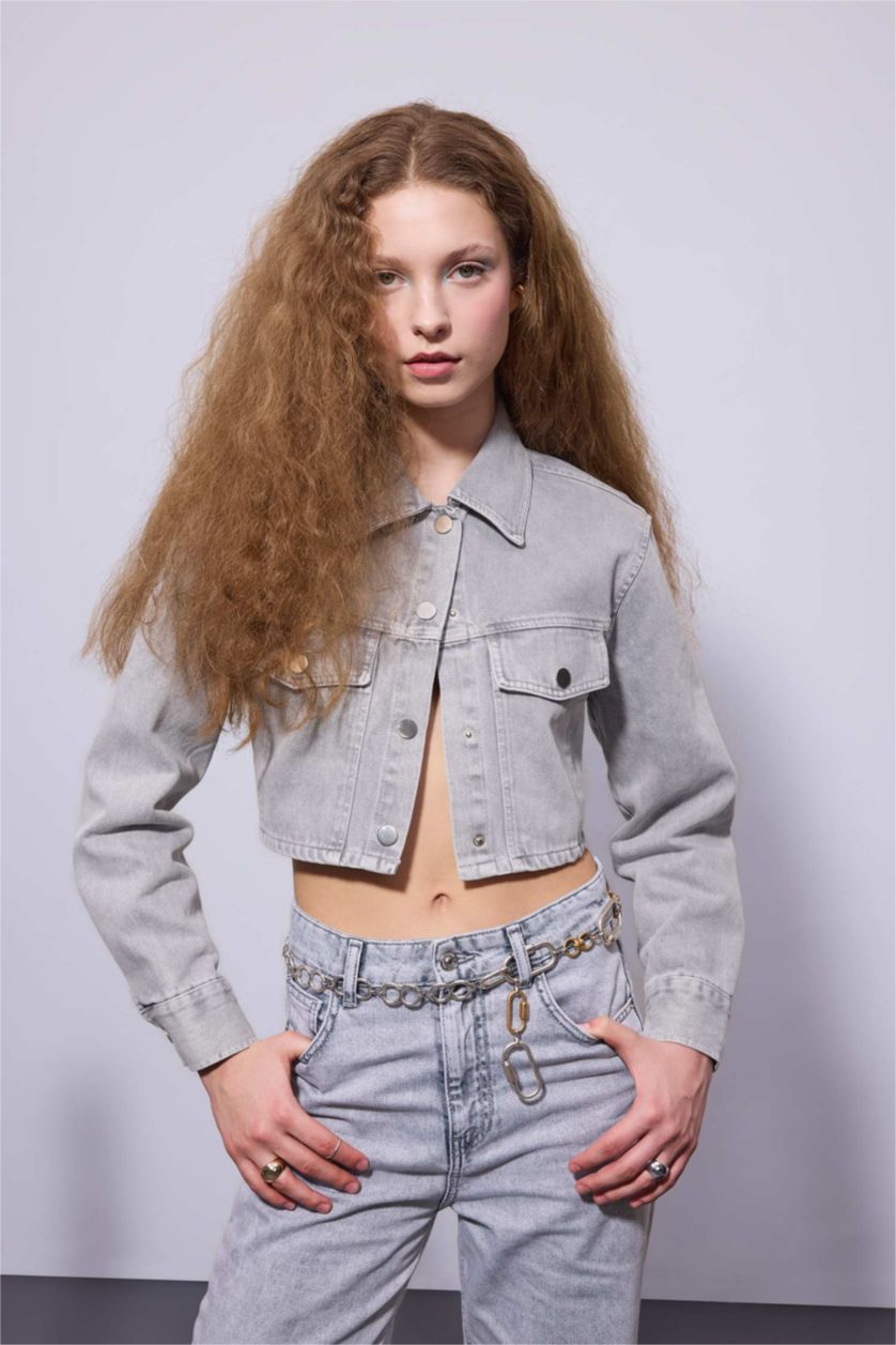 WOMAN Grey Oversize Fit Gabardine Long Sleeve Shirt