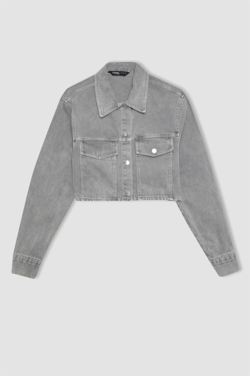 WOMAN Grey Oversize Fit Gabardine Long Sleeve Shirt