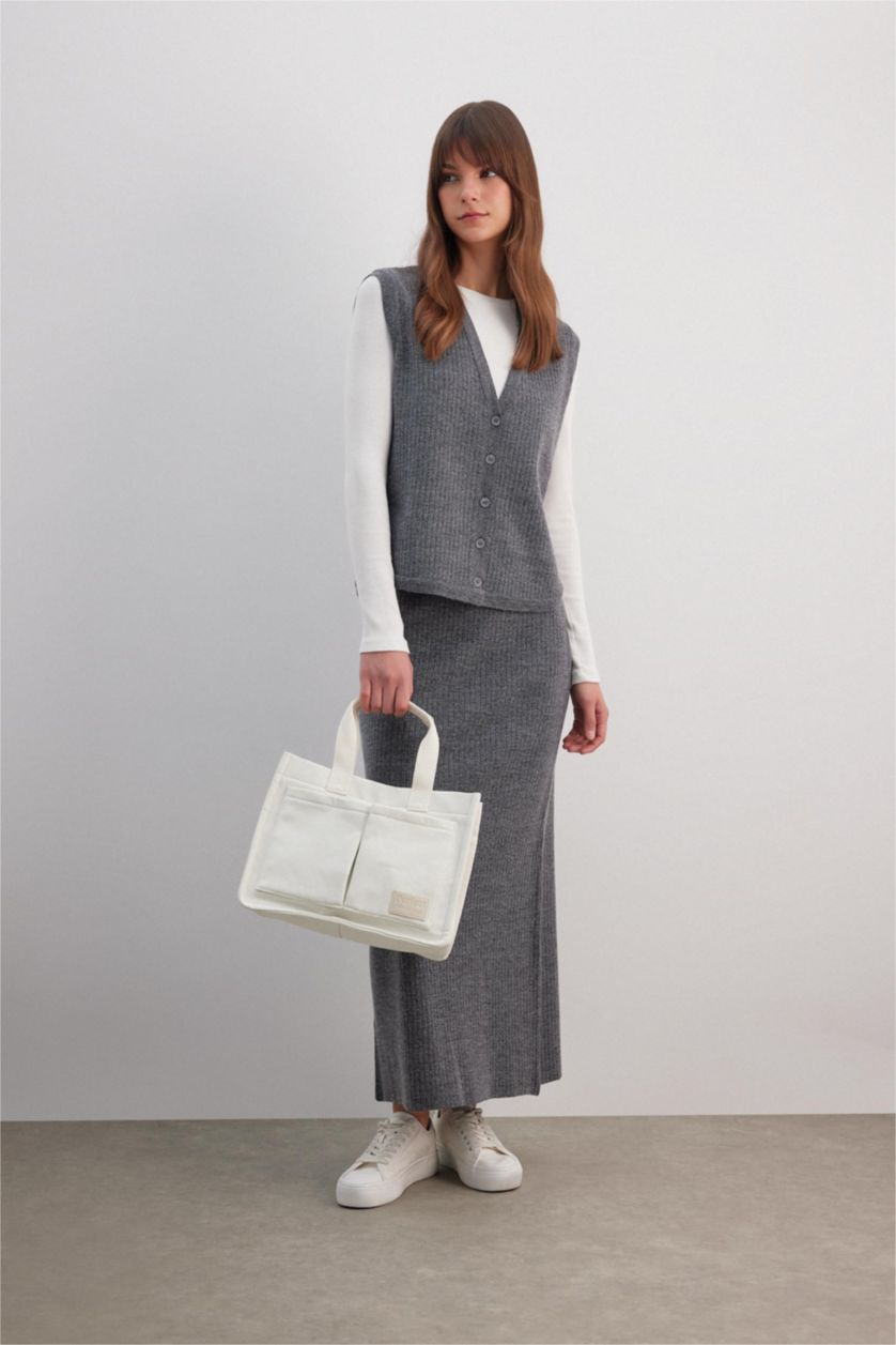 FEMME Anthracite Jupe Longue Tricot coupe régulière