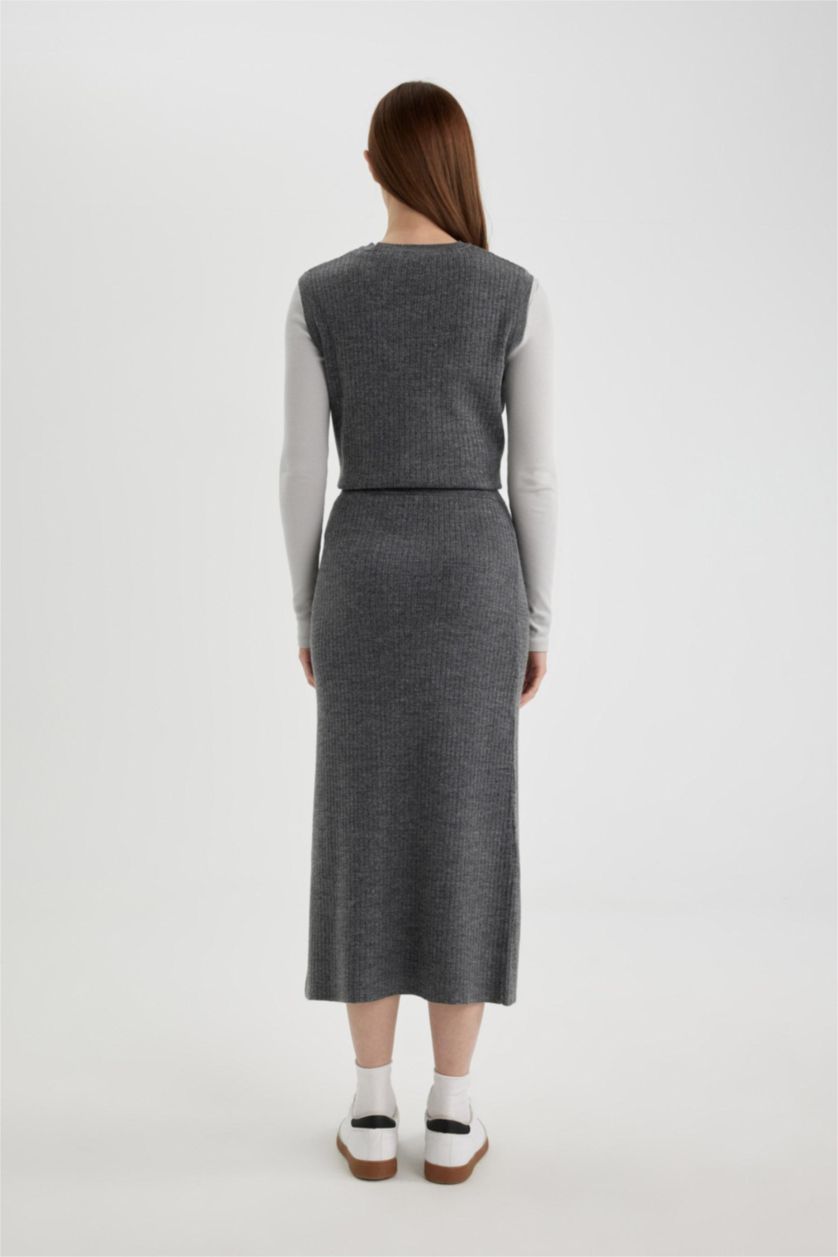 FEMME Anthracite Jupe Longue Tricot coupe régulière