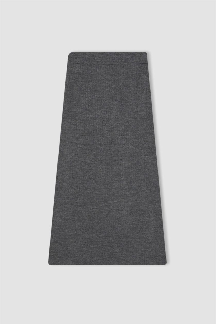 FEMME Anthracite Jupe Longue Tricot coupe régulière