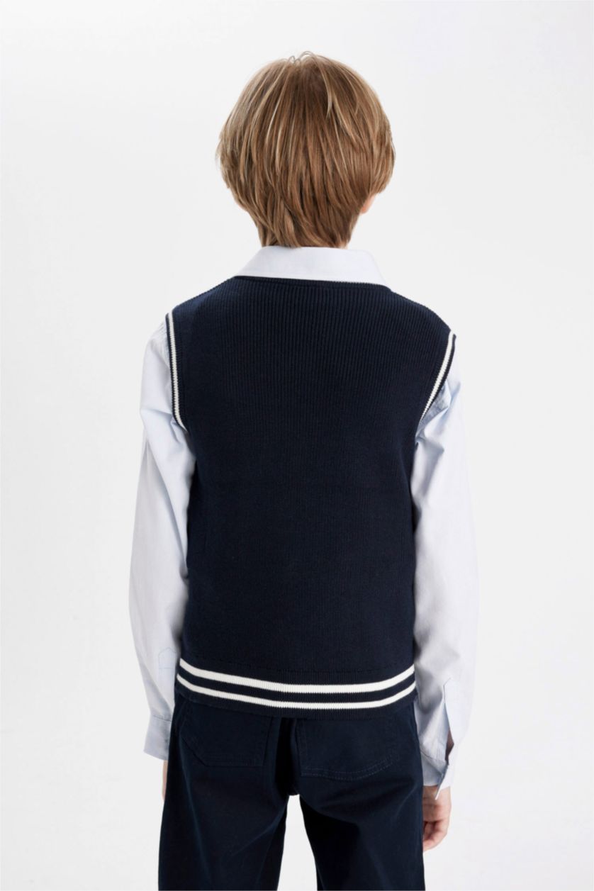 BOYS & TEENS NAVY Boy Navy Blue V-Neck Knitwear Vest