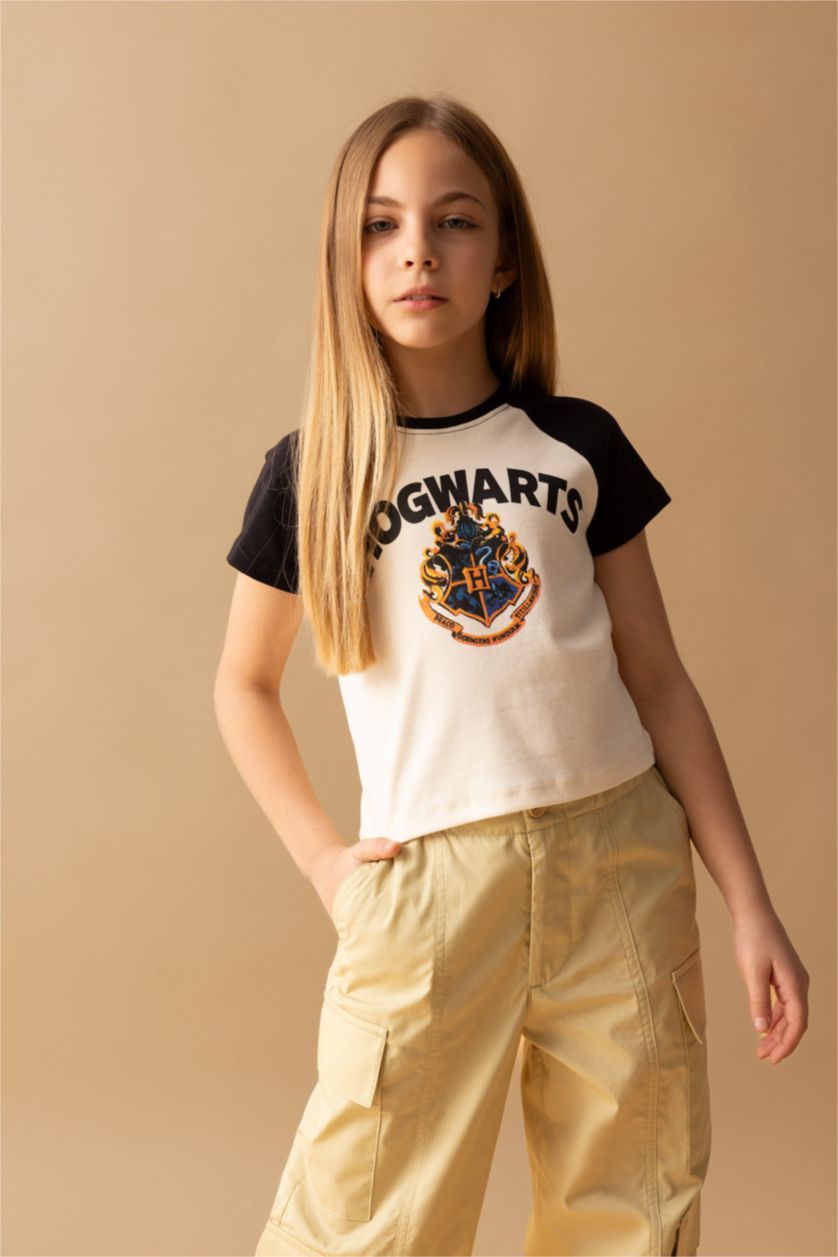 GIRLS & TEENS Ecru تيشيرت نص كم مضلع