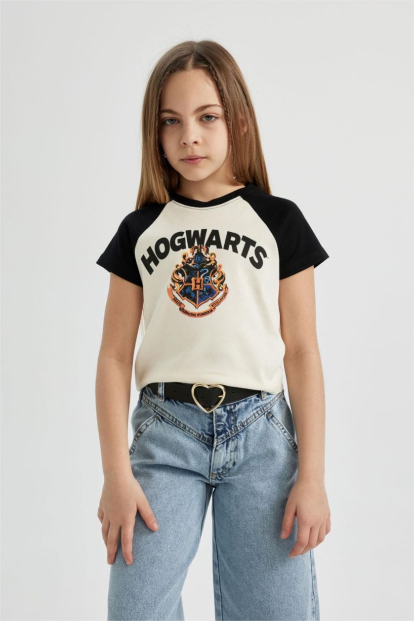 GIRLS & TEENS Ecru تيشيرت نص كم مضلع
