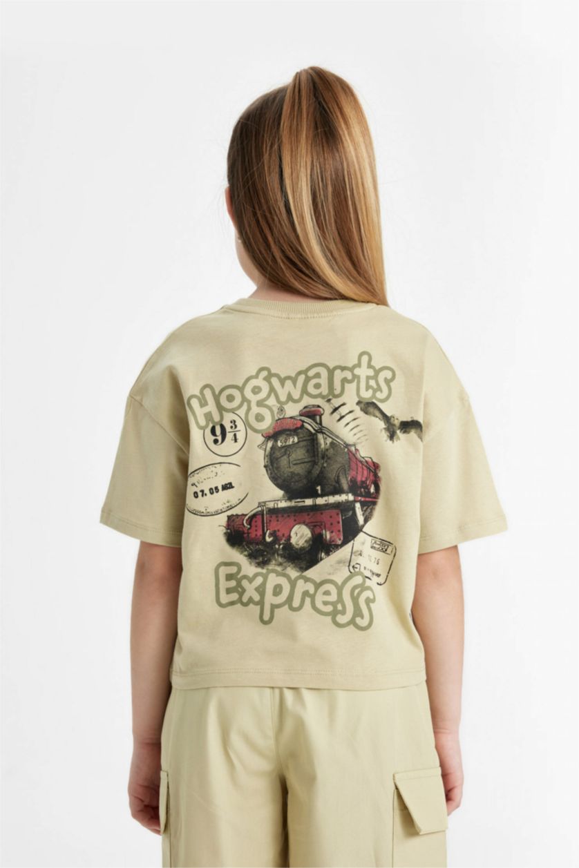 GIRLS & TEENS Light Khaki Girl Harry Potter Short Sleeve Crop T-Shirt