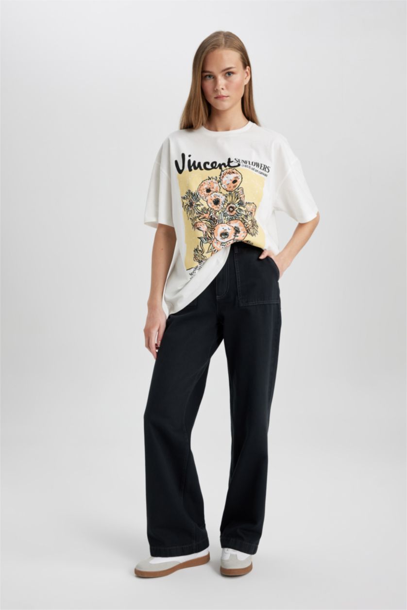 FEMME Anthracite Foncé Pantalon Longueur standard La Gabardıne Jambes larges