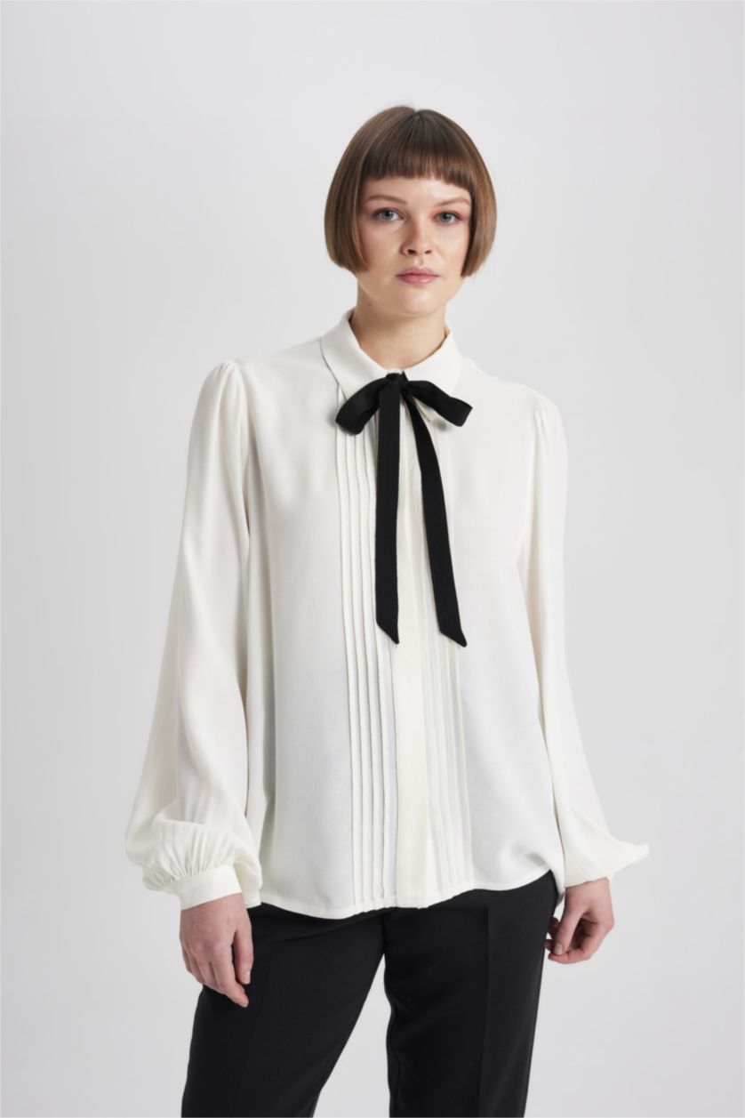 نساء بيج فاتح Regular Fit Long Sleeve Shirt