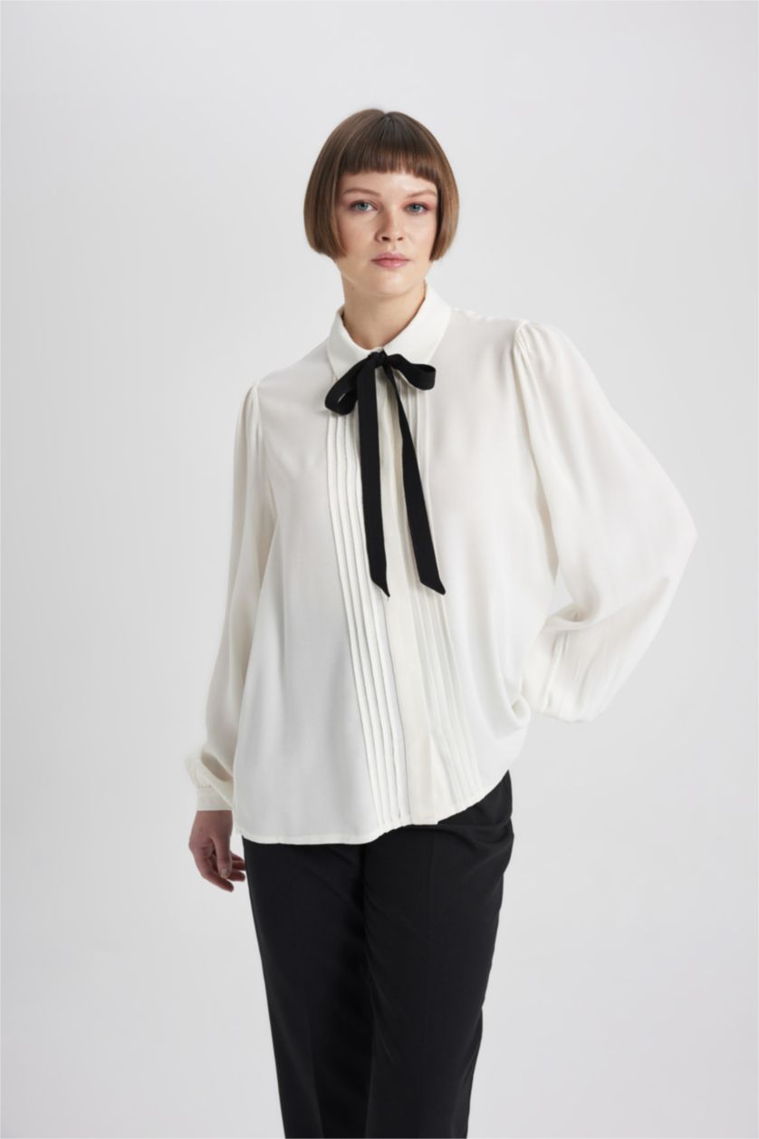 نساء بيج فاتح Regular Fit Long Sleeve Shirt