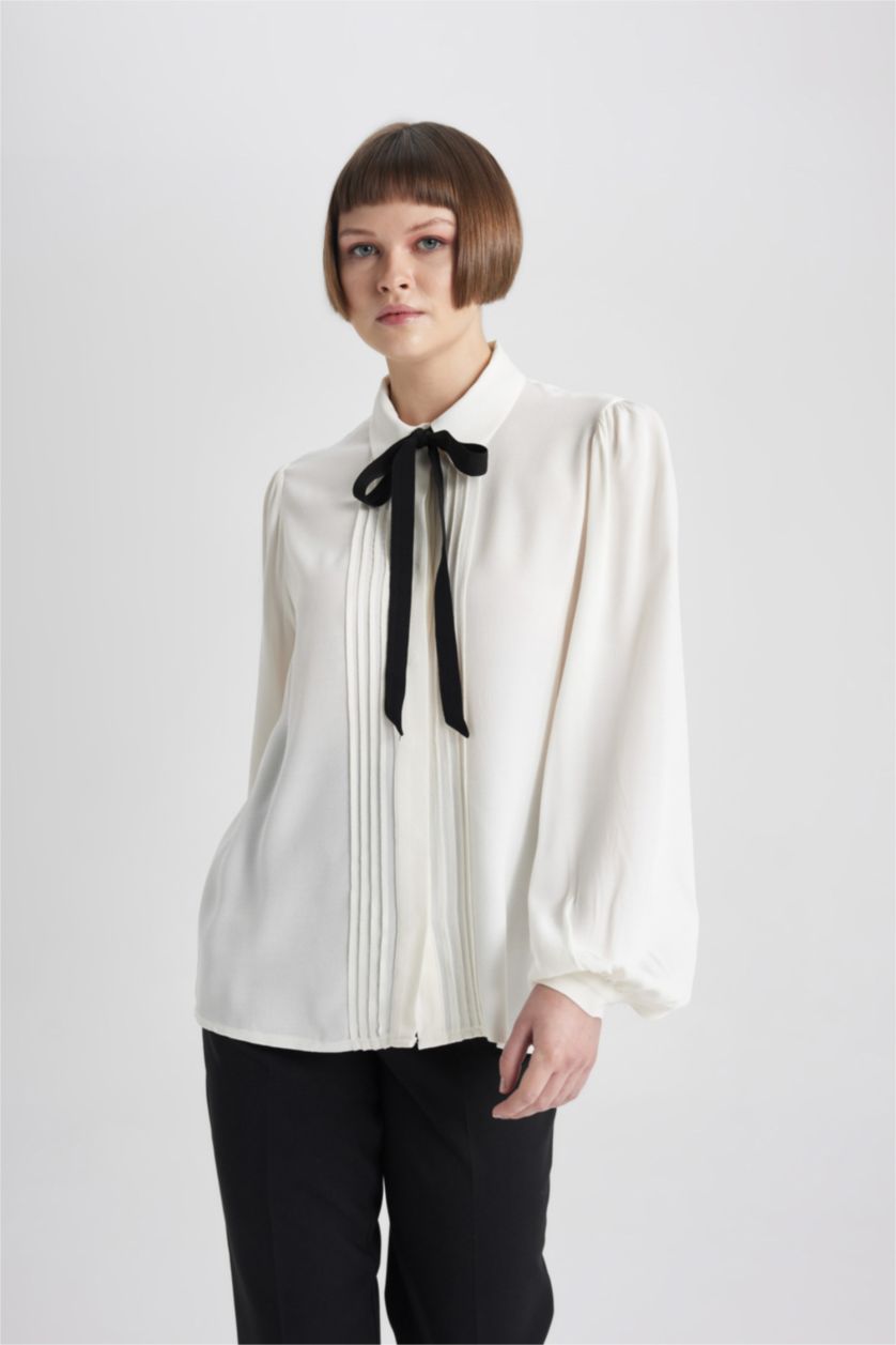 نساء بيج فاتح Regular Fit Long Sleeve Shirt