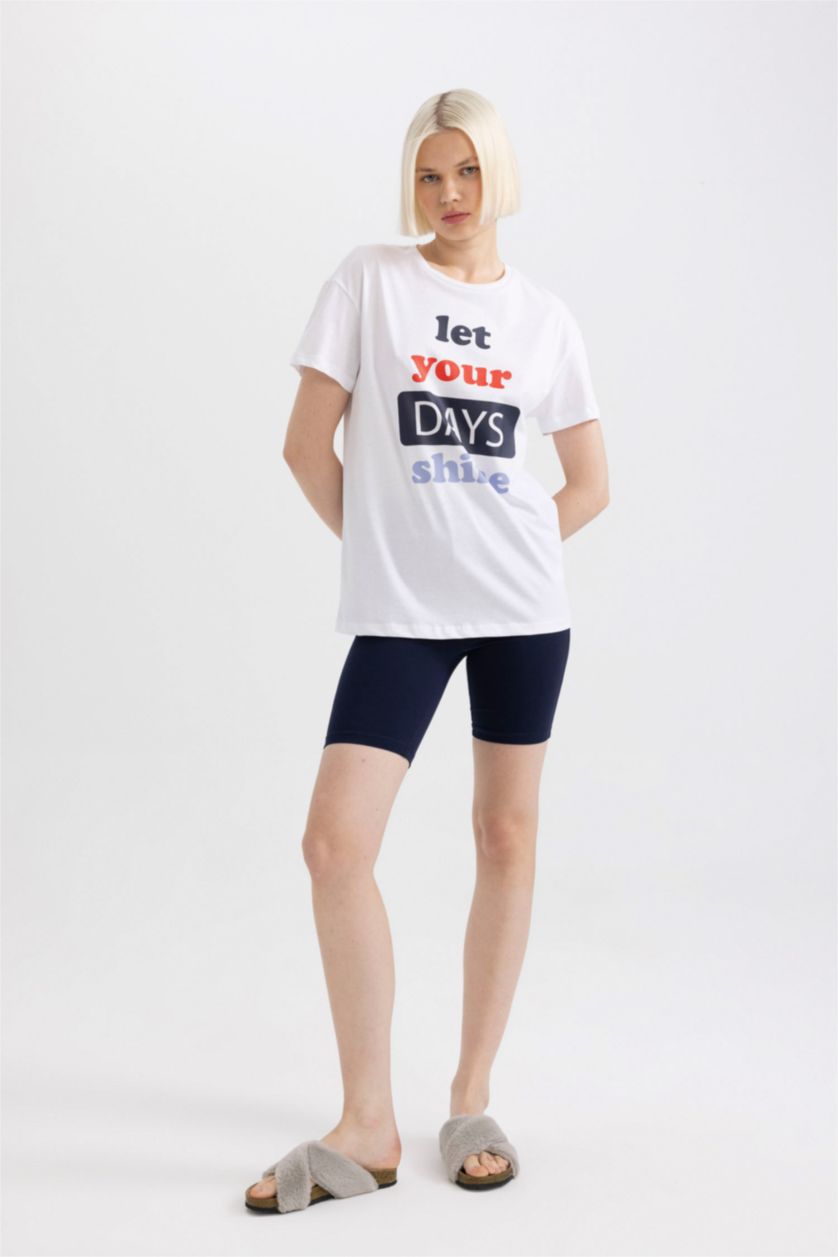 WOMAN NAVY Regular Fit Printed 2 Piece Pajama Set