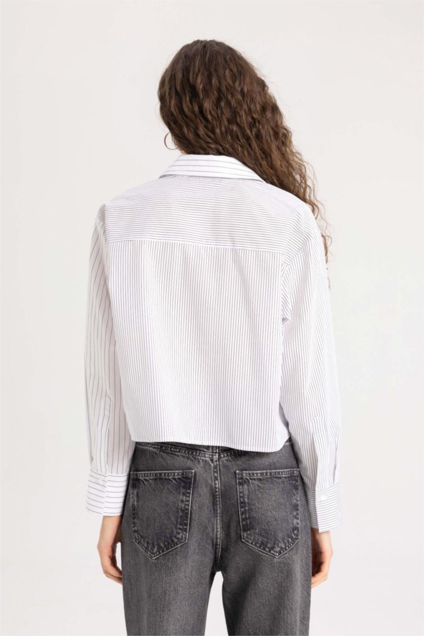 FEMME Blanc Chemise Oversize en Popeline à Manches Longues