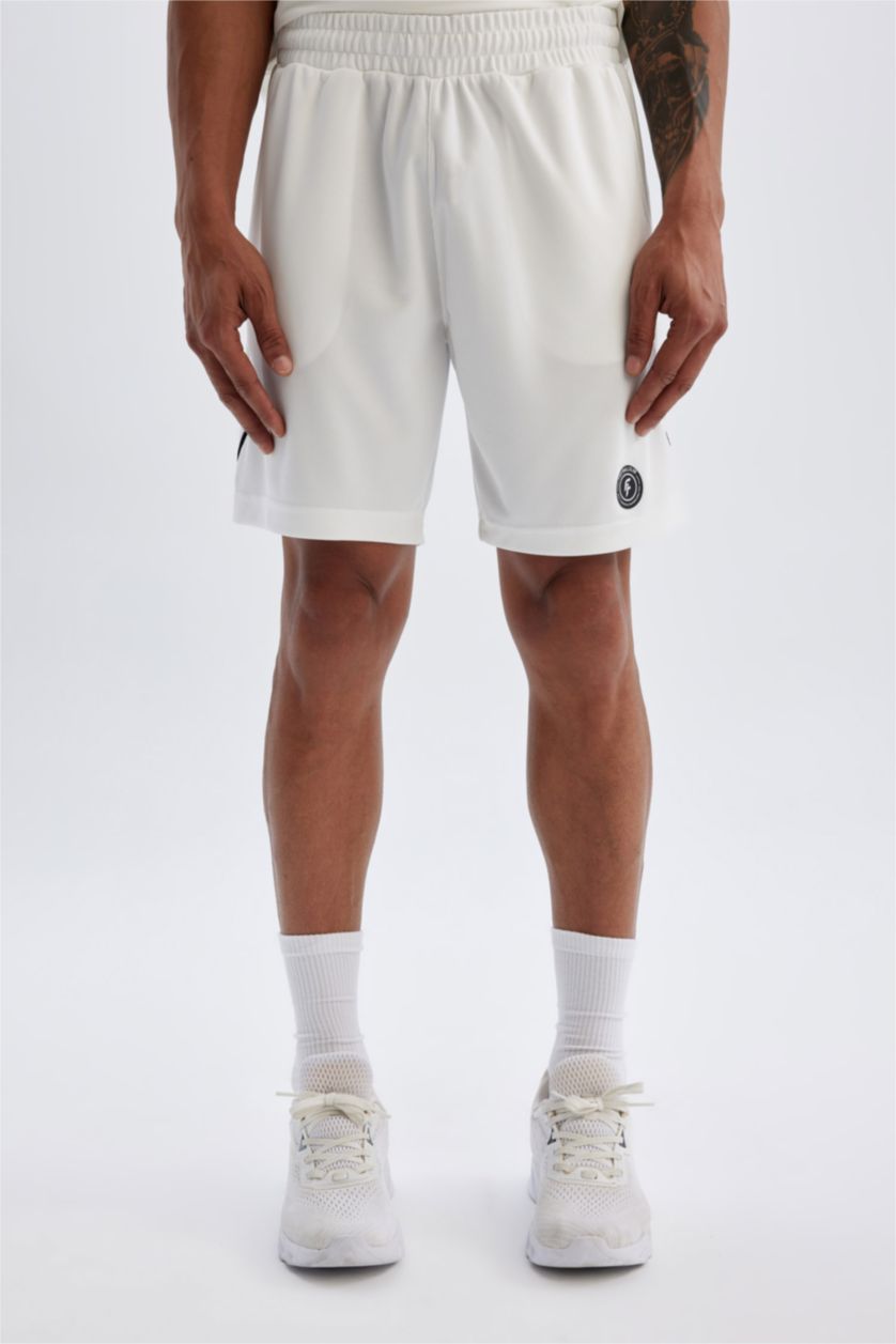 رجالي أبيض شورت رياضي قصير قصة عادية