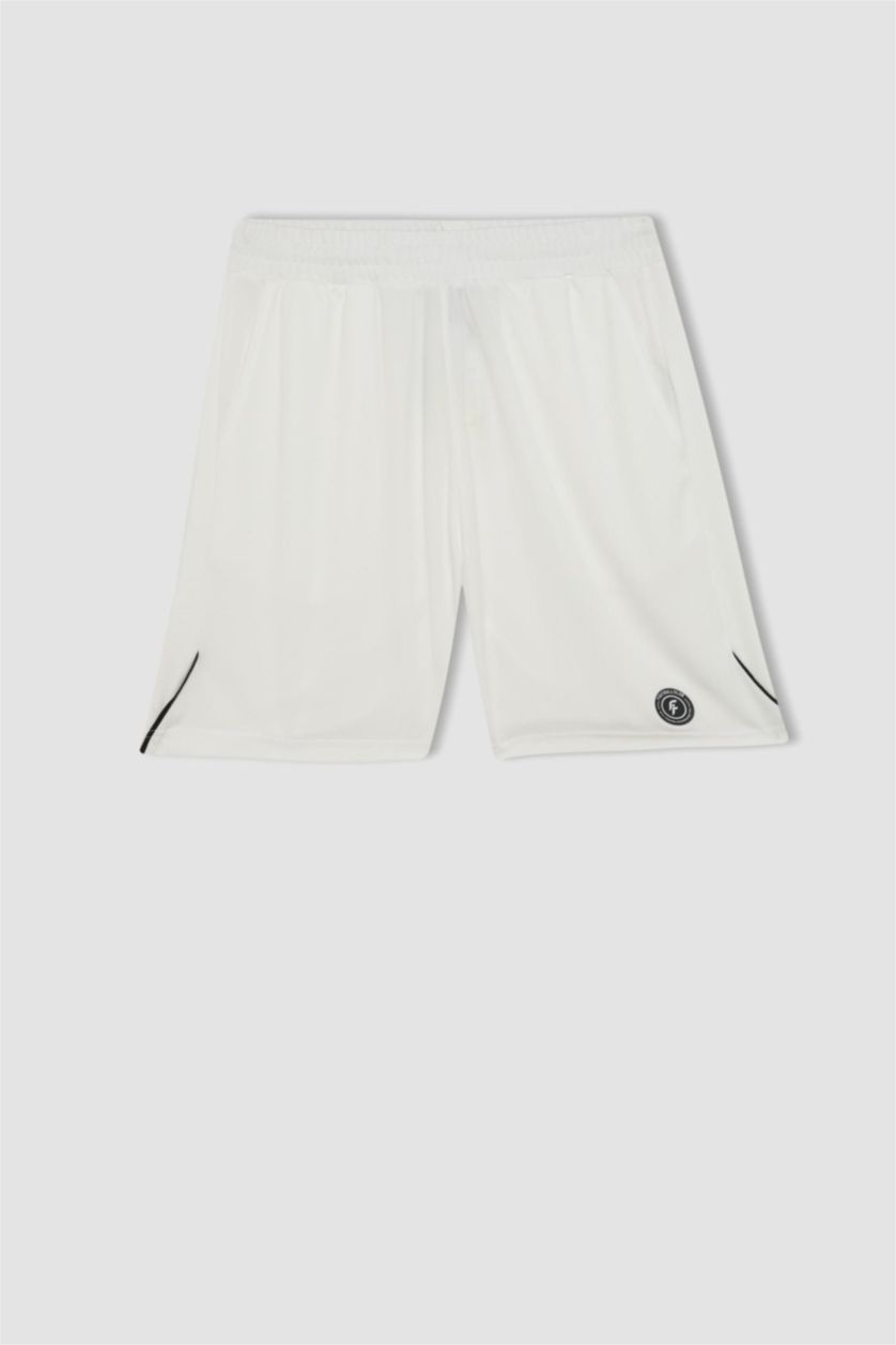 رجالي أبيض شورت رياضي قصير قصة عادية