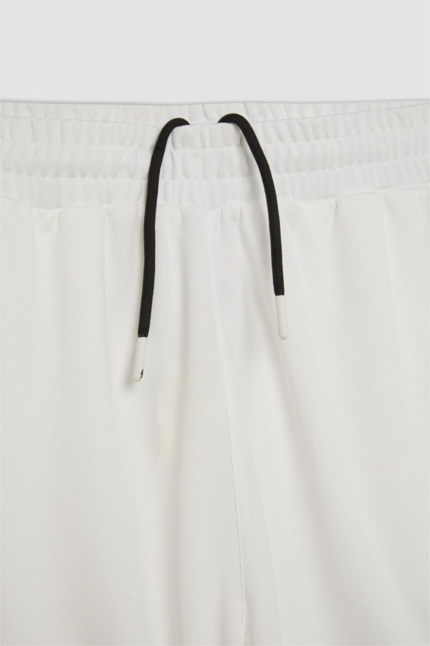 رجالي أبيض شورت رياضي قصير قصة عادية