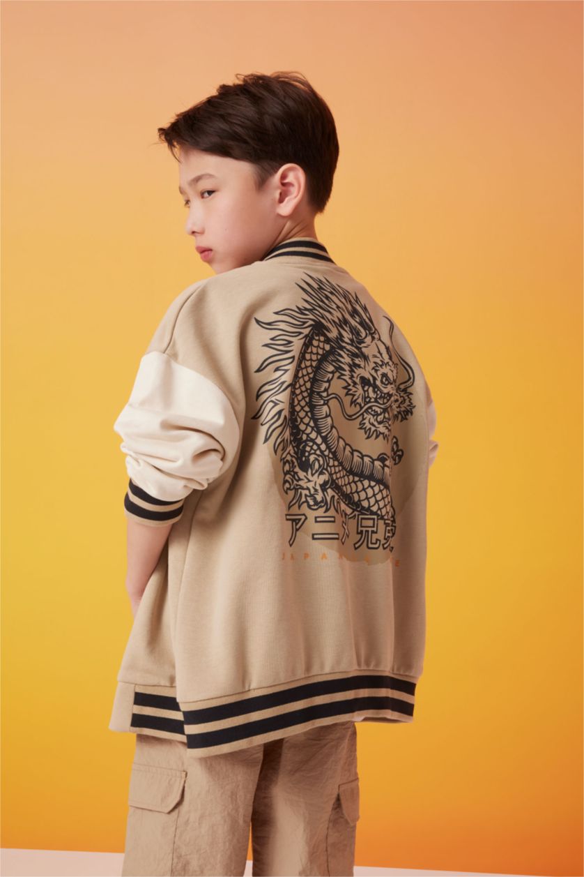 BOYS & TEENS Sand Boy College Collar Bomber Cardigan