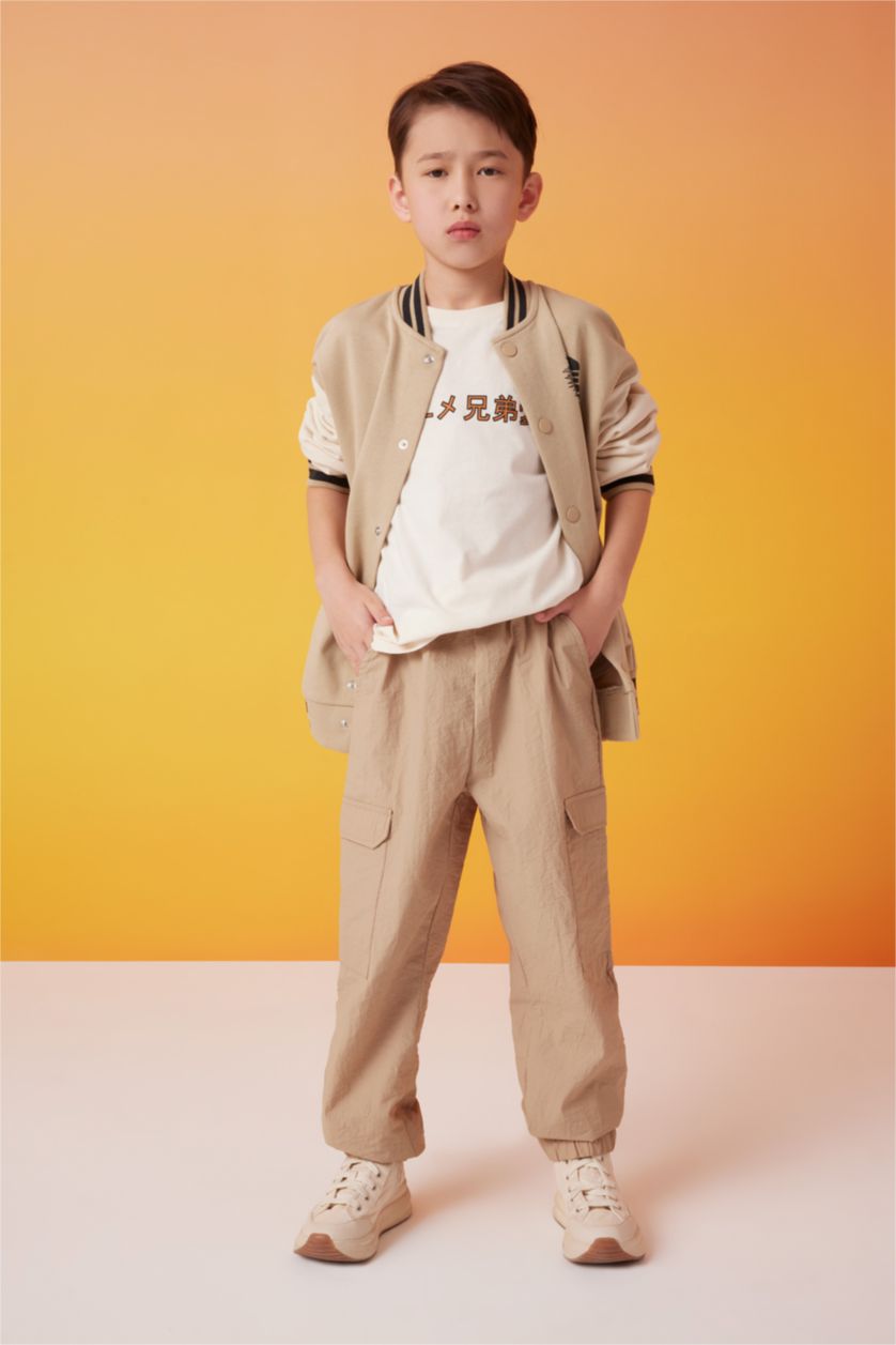 BOYS & TEENS Sand Boy College Collar Bomber Cardigan