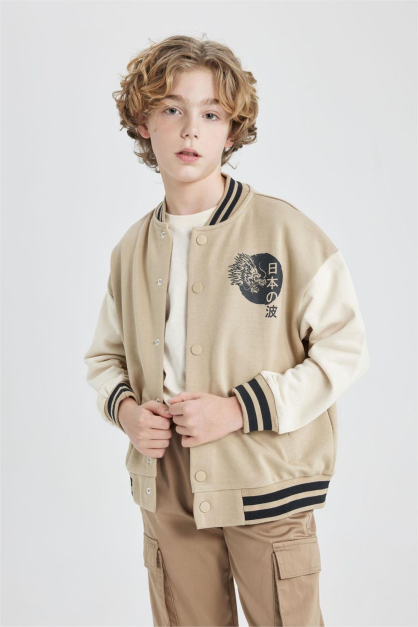 BOYS & TEENS Sand Boy College Collar Bomber Cardigan