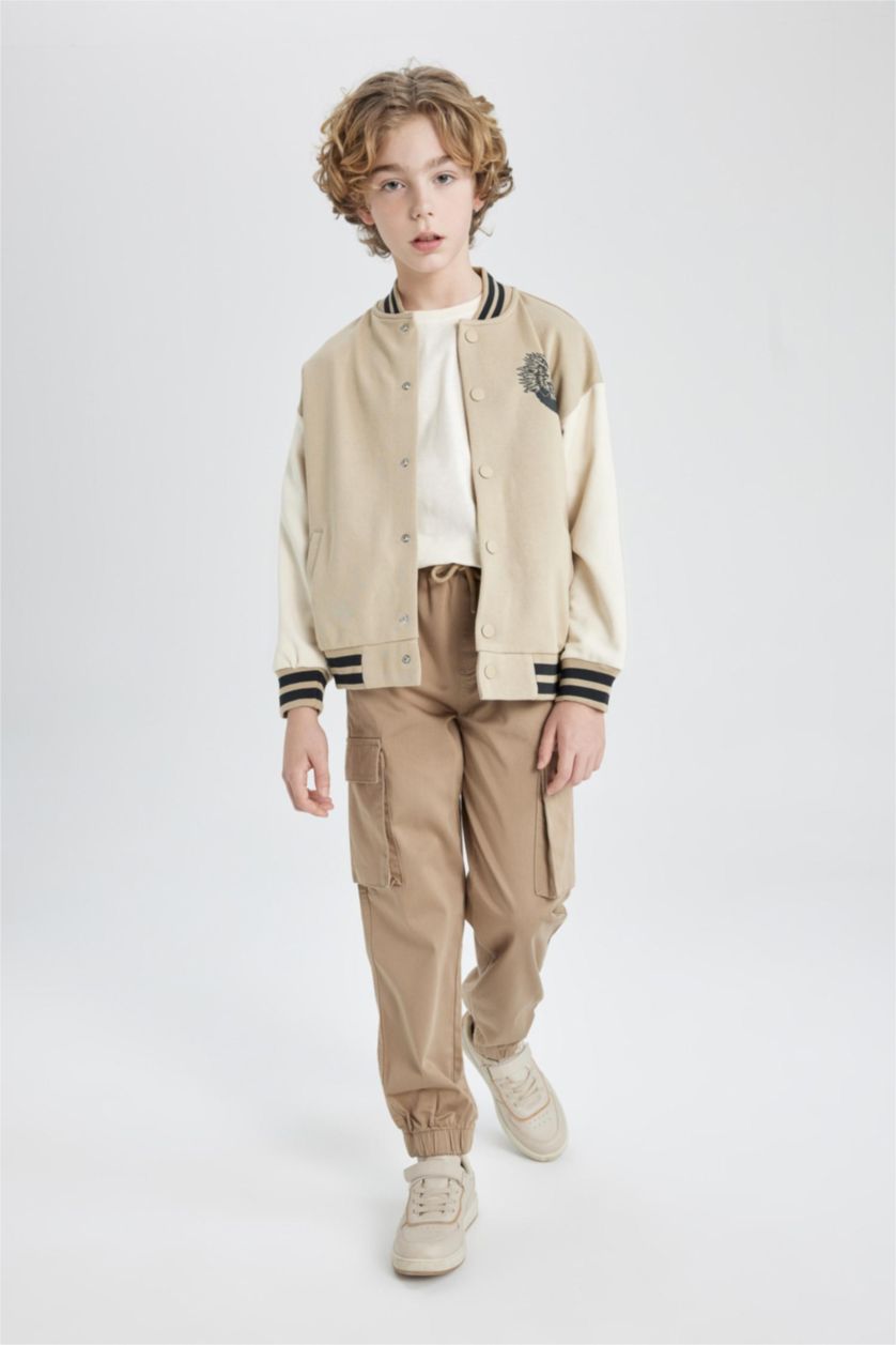 BOYS & TEENS Sand Boy College Collar Bomber Cardigan