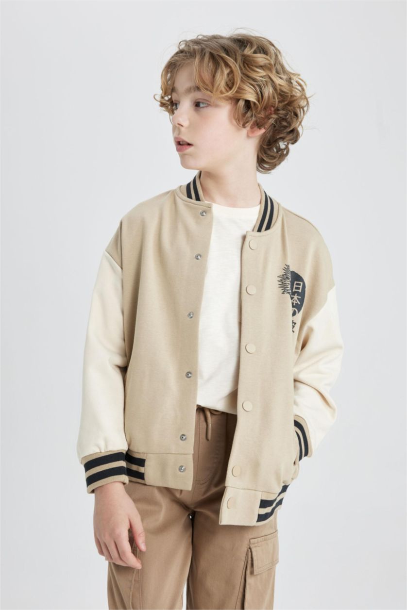 BOYS & TEENS Sand Boy College Collar Bomber Cardigan