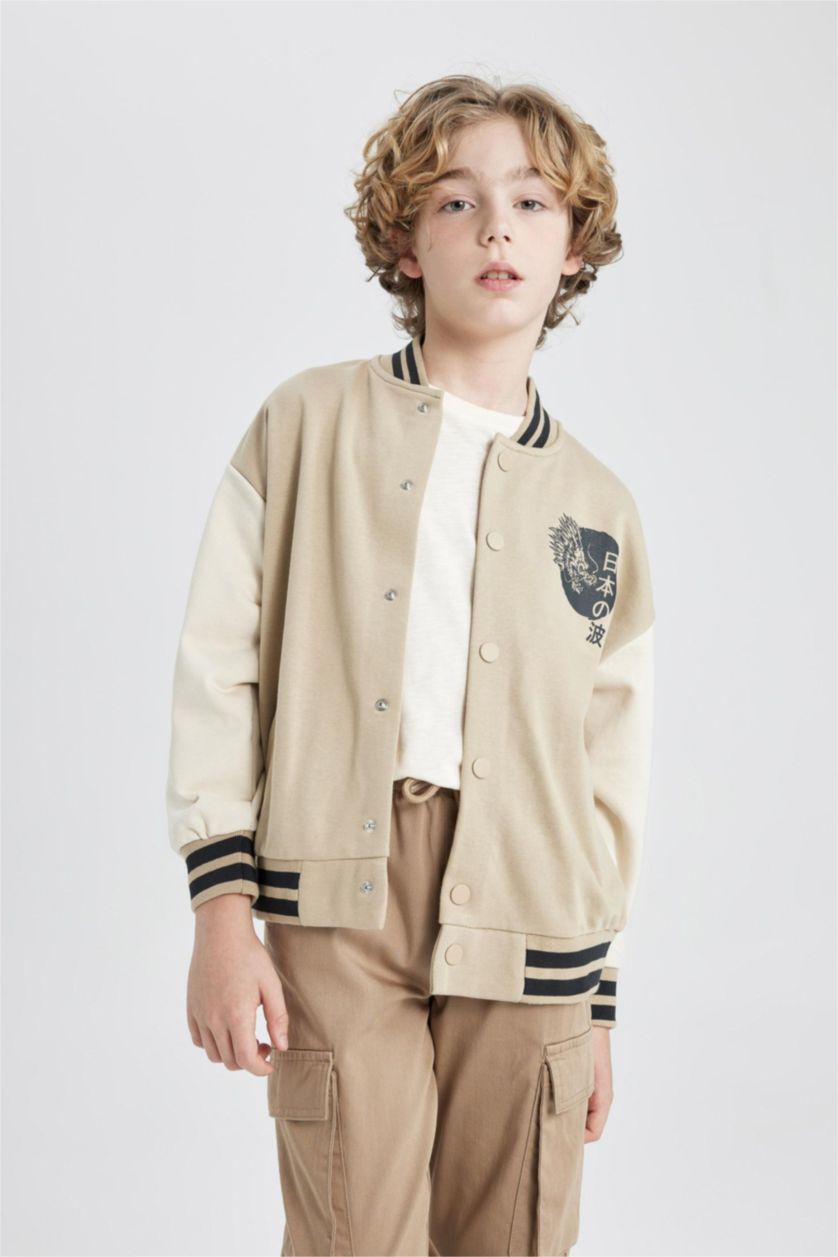 BOYS & TEENS Sand Boy College Collar Bomber Cardigan