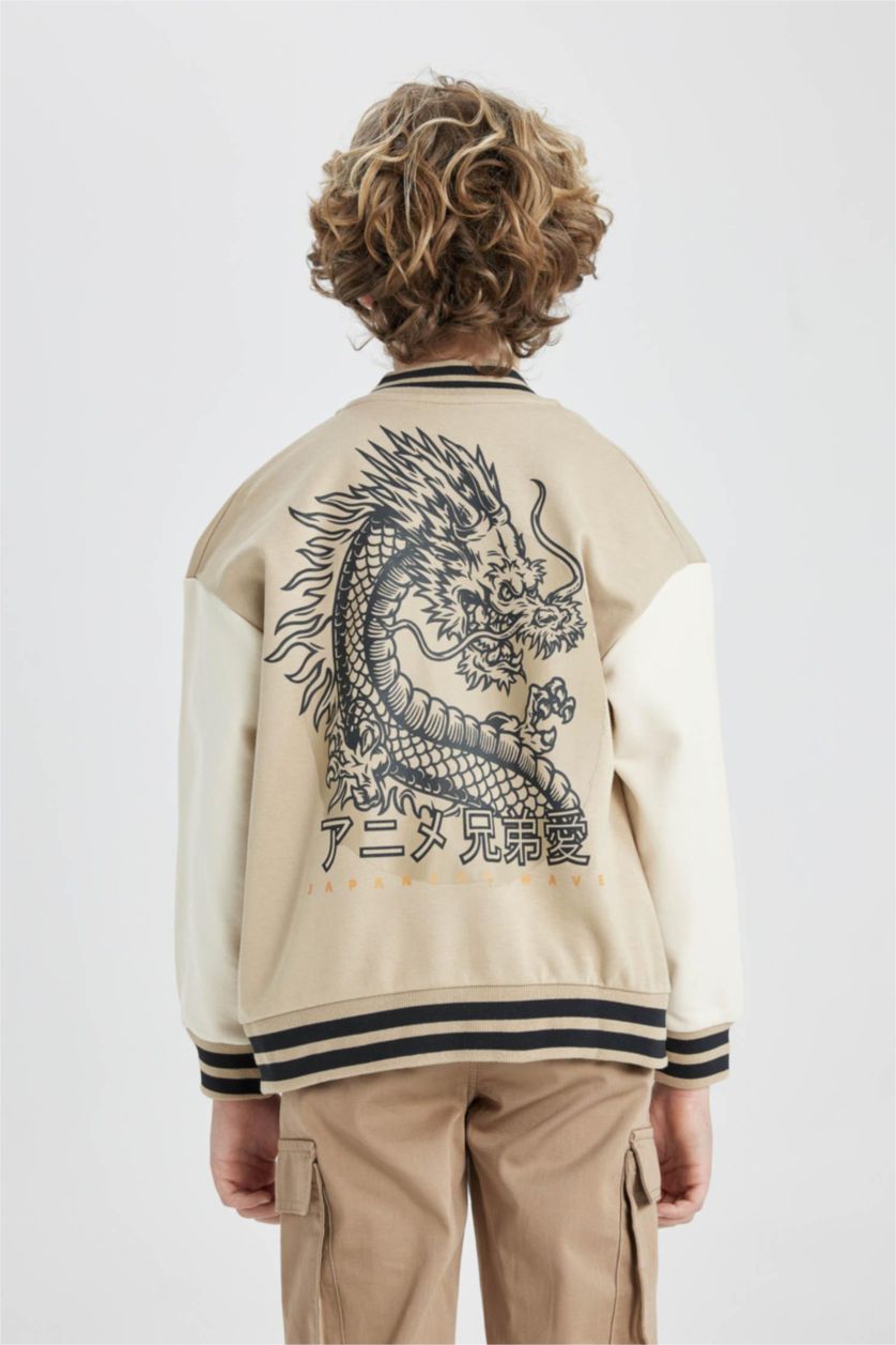 BOYS & TEENS Sand Boy College Collar Bomber Cardigan