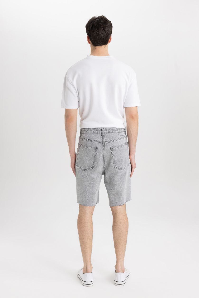 رجال رمادي فاتح شورت برمودا جينز قصة فضفاضة