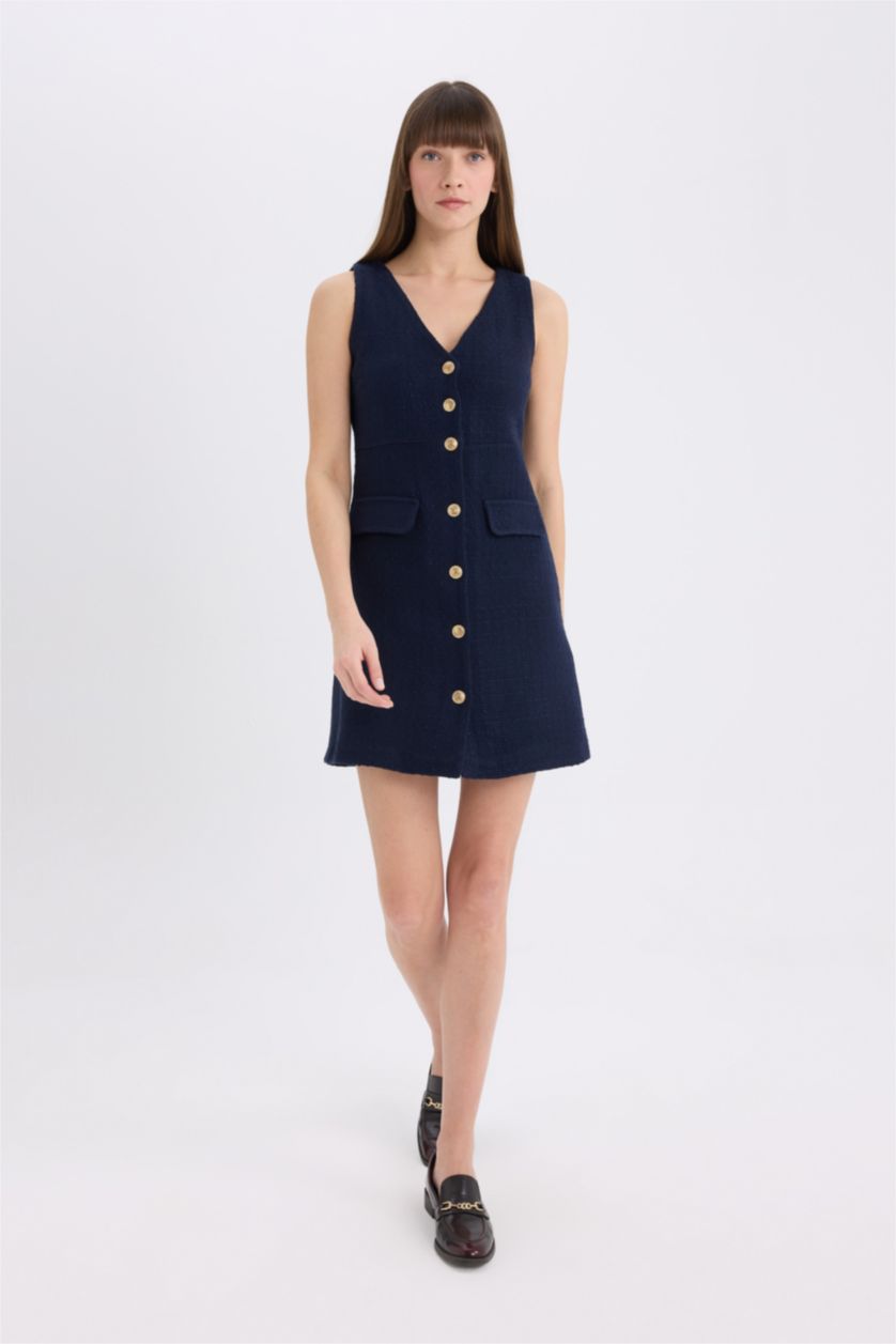 Әйелдерге әскери-теңіз v жаға жеңсіз Қысқа жеңді тоқылған көйлек