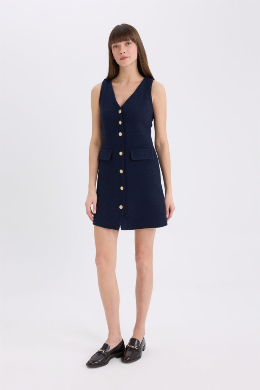 Әйелдерге әскери-теңіз v жаға жеңсіз Қысқа жеңді тоқылған көйлек