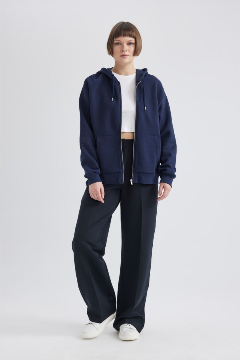 حريمي كحلي كارديجان رياضي بيزك قصة مريحة بسوسته بكابيشون وبطانة ناعمة