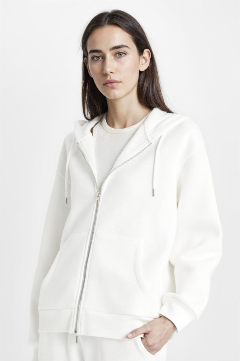WOMAN Ecru Relax Fit Thick Sweatshirt Fabric Cardigan
