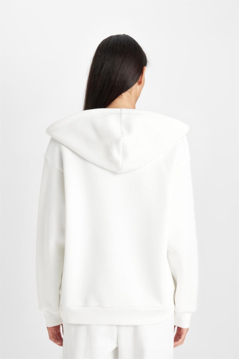 WOMAN Ecru Relax Fit Thick Sweatshirt Fabric Cardigan