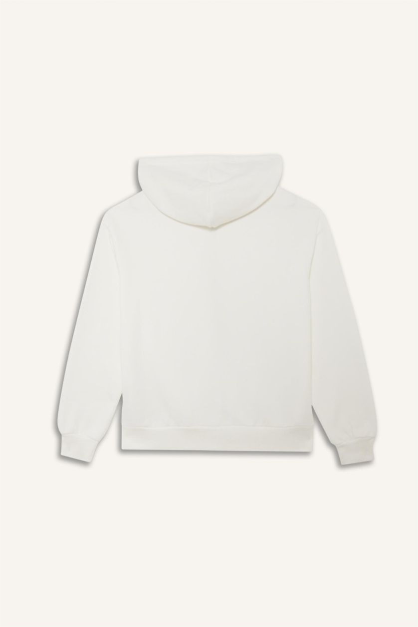 WOMAN Ecru Relax Fit Thick Sweatshirt Fabric Cardigan