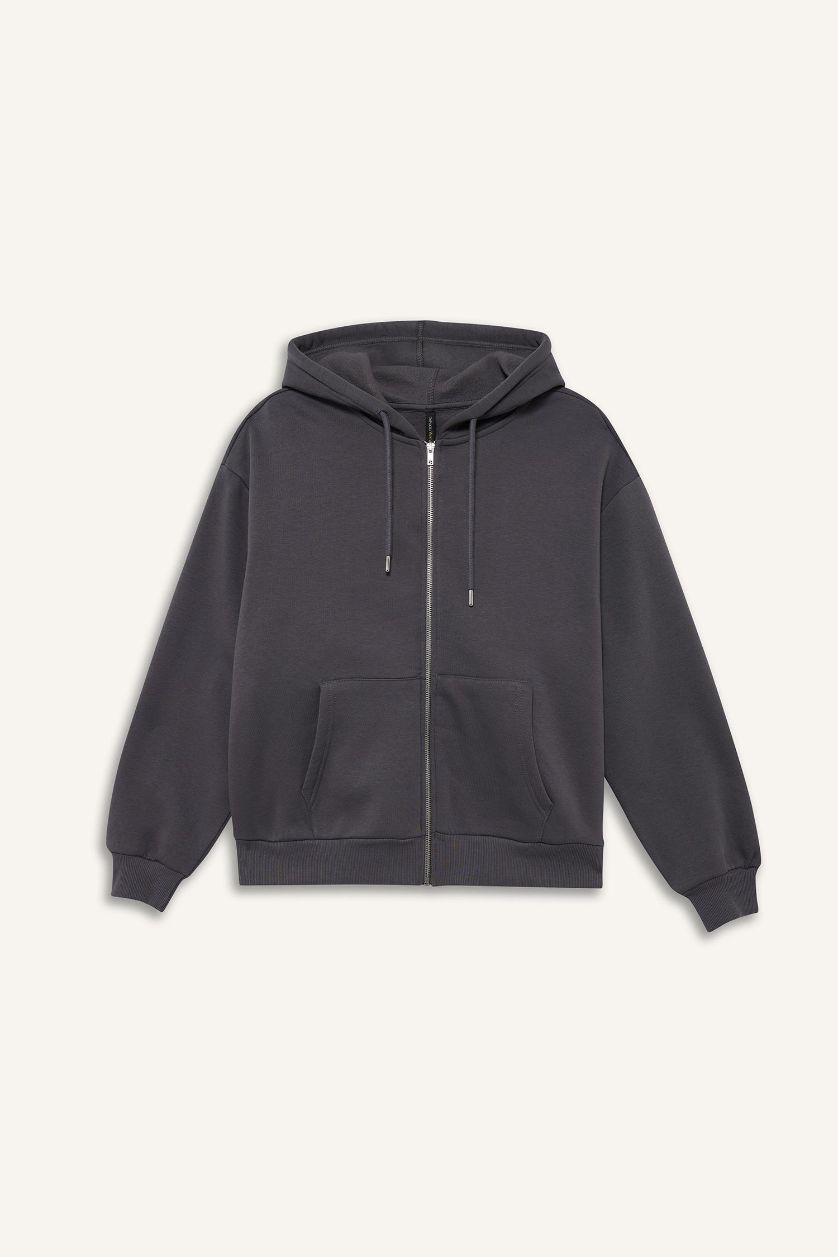 نساء أنثرا جاكيت بيزك قماش سميك قصة مريحة بغطاء للرأس