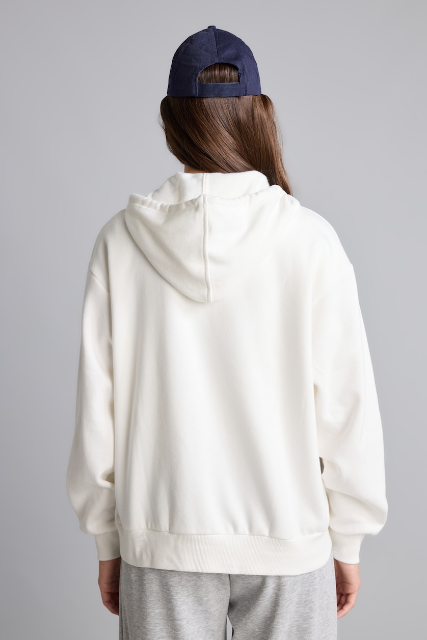 WOMAN Ecru Relax Fit Thick Sweatshirt Fabric Cardigan