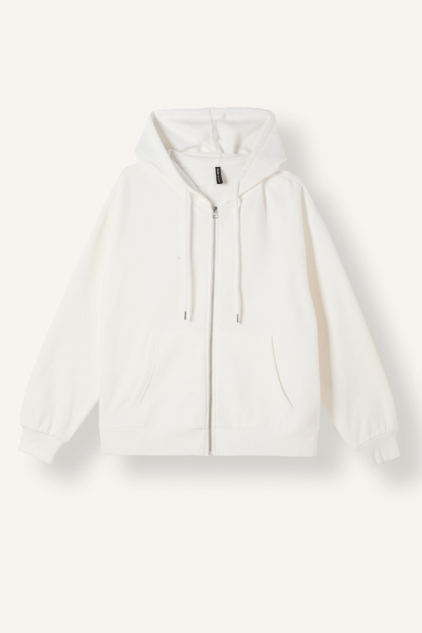 WOMAN Ecru Relax Fit Thick Sweatshirt Fabric Cardigan