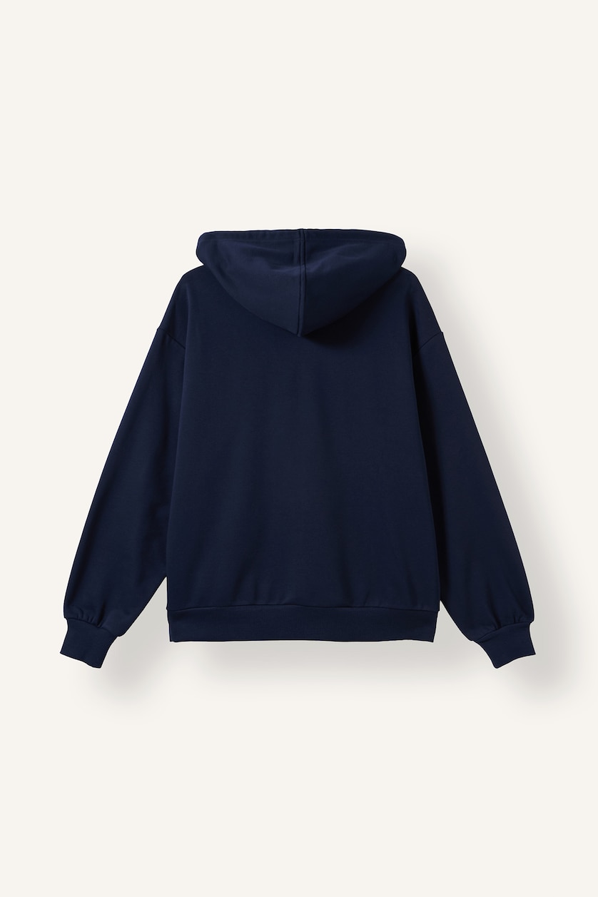 Women NAVY Relax Fit Thick Sweatshirt Fabric Cardigan