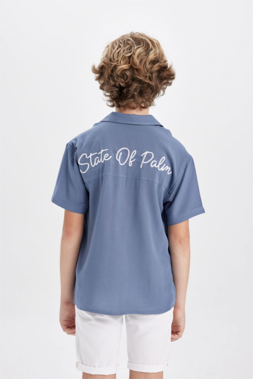 Boys & Teens Grey Boy Oversize Fit Polo Neck Viscose Shirt